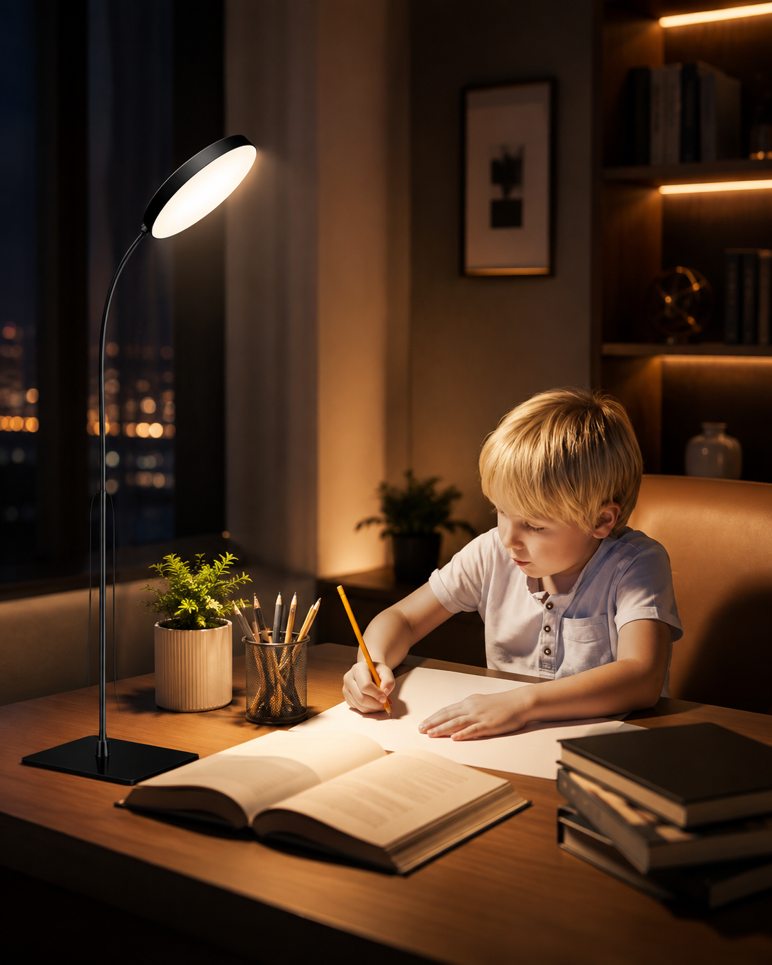 LED Floor Lamp Changeable Reading Lamp with Flexible Gooseneck Dimmable Table or Floor Standing Task Light for Indoor Room