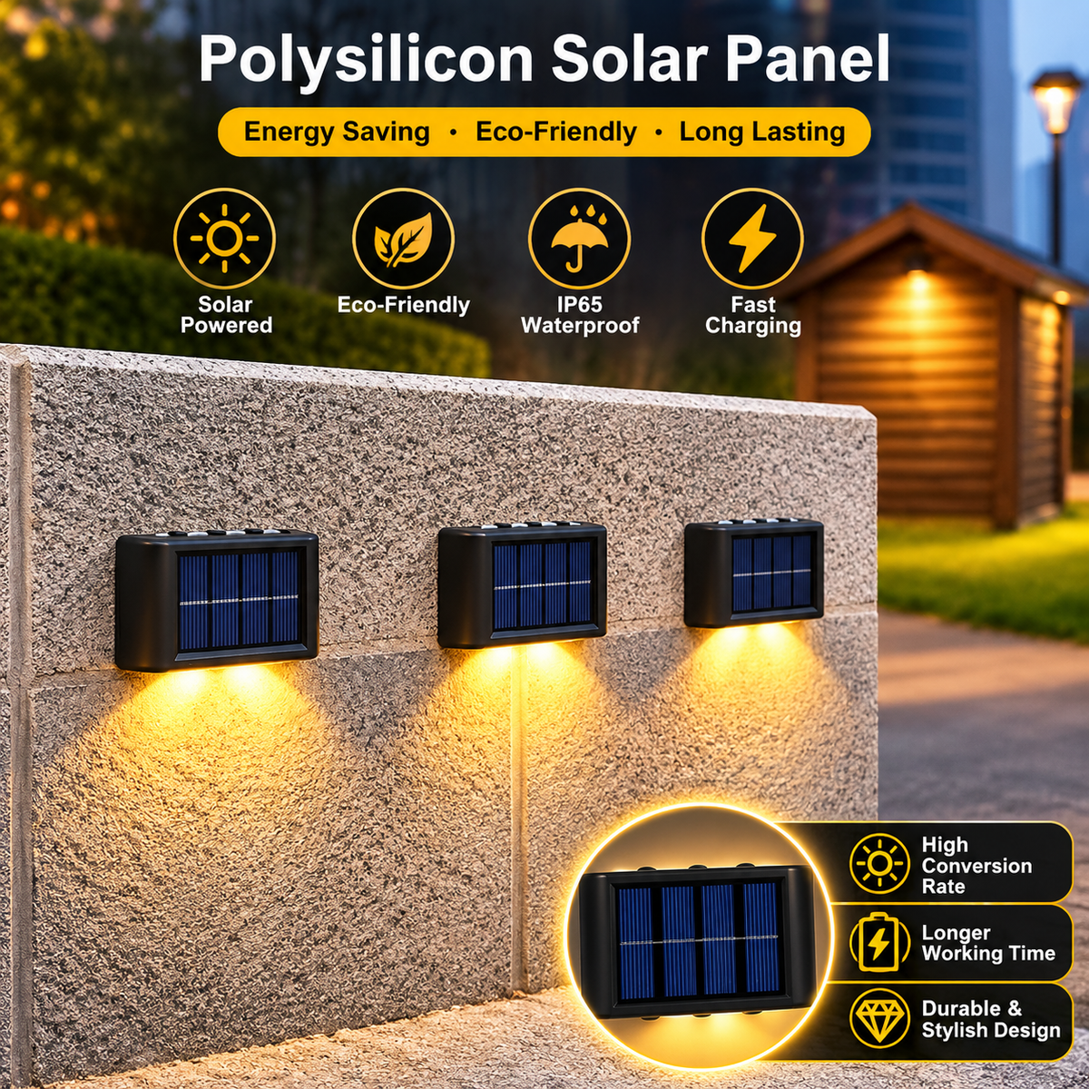 Solar LED Light, Outdoor Waterproof Wall Lamp, Dusk to Dawn Fence Lighting for Summer Garden Yard Porch Walkway Camping Home Dec