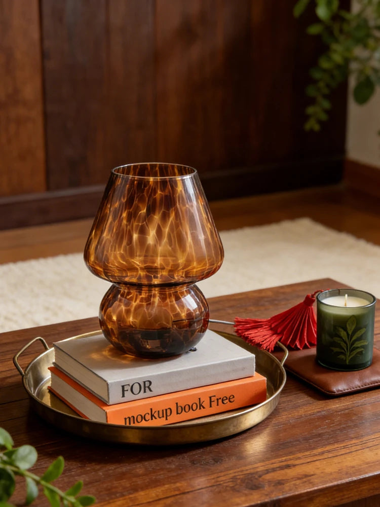 Colorful Glass Mushroom Table Lamp Bedside Lamp Cream Style Simple Girly Atmosphere Lamp