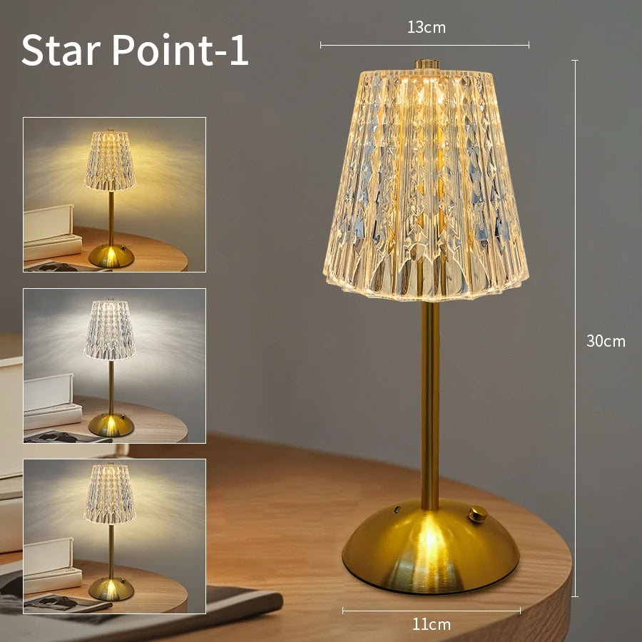 Dimmable Desktop Decor Night Light Table Lamp LED Touch Sensor Rechargeable Wireless Reading Lamp for Hotel Bar Bedroom Light