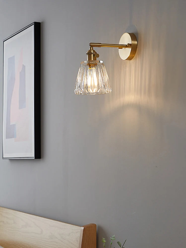Nordic modern simple light luxury brass glass wall lamp