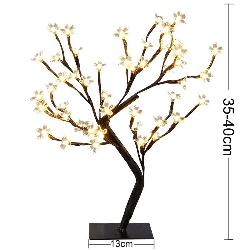 24 LED Table Lamp USB Power Fairy Flower Tree Night Light Bedroom Bedside Living Room Desktop Decoration Desk Lamp Night Lights