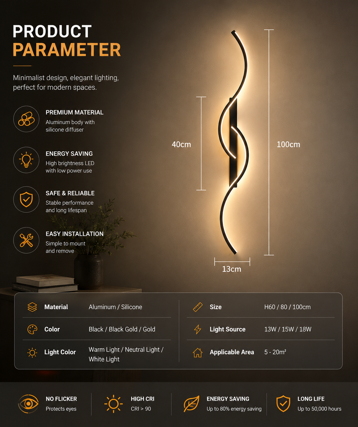 Modern LED Wall Lamp Minimalist Led Light Bedroom Bedside Long Strip Wall Sconces Living Room Sofa Home Indoor Lighting Fixture