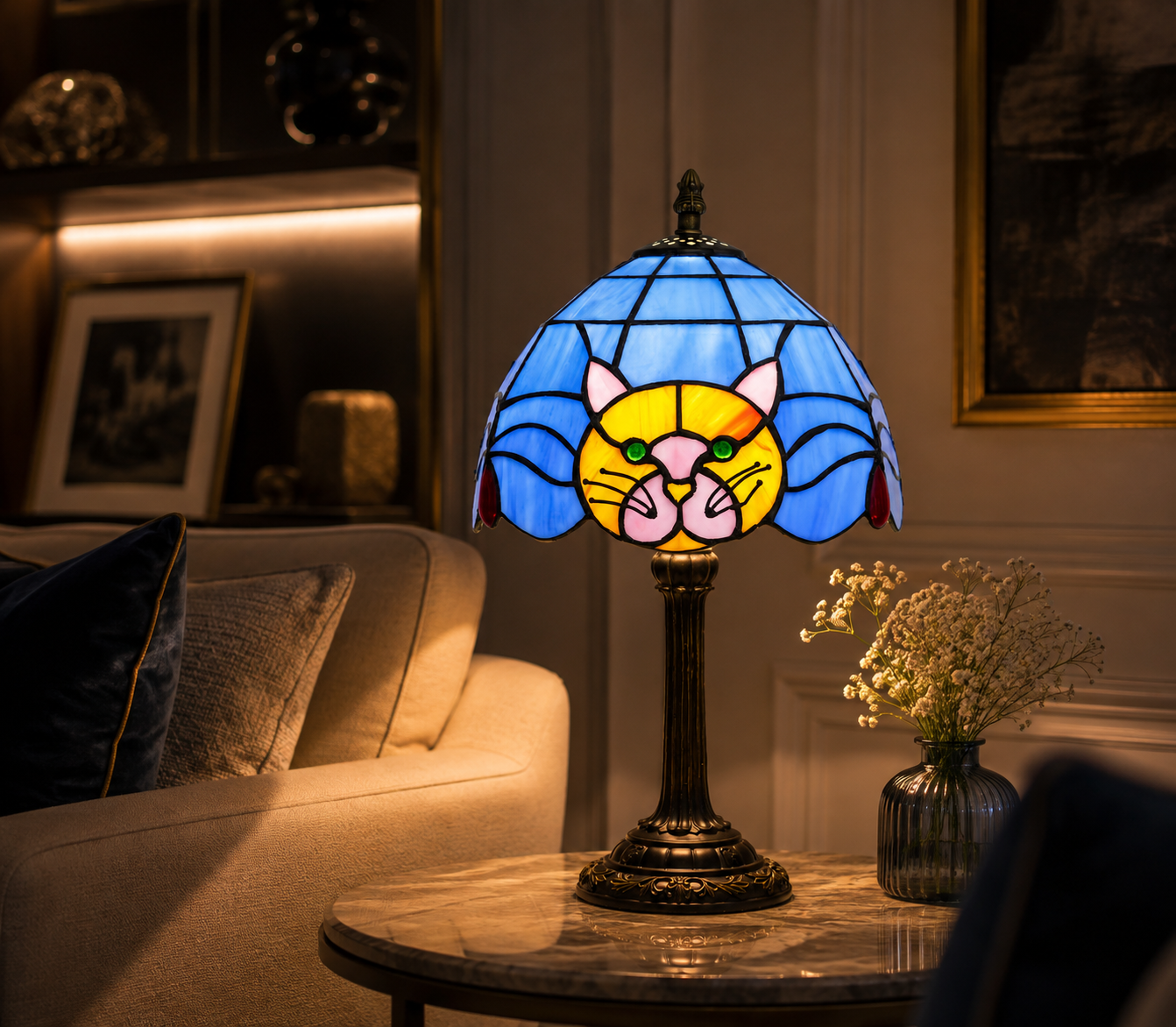 Black Cat Table Lamp for Bedroom Nightstand Decor