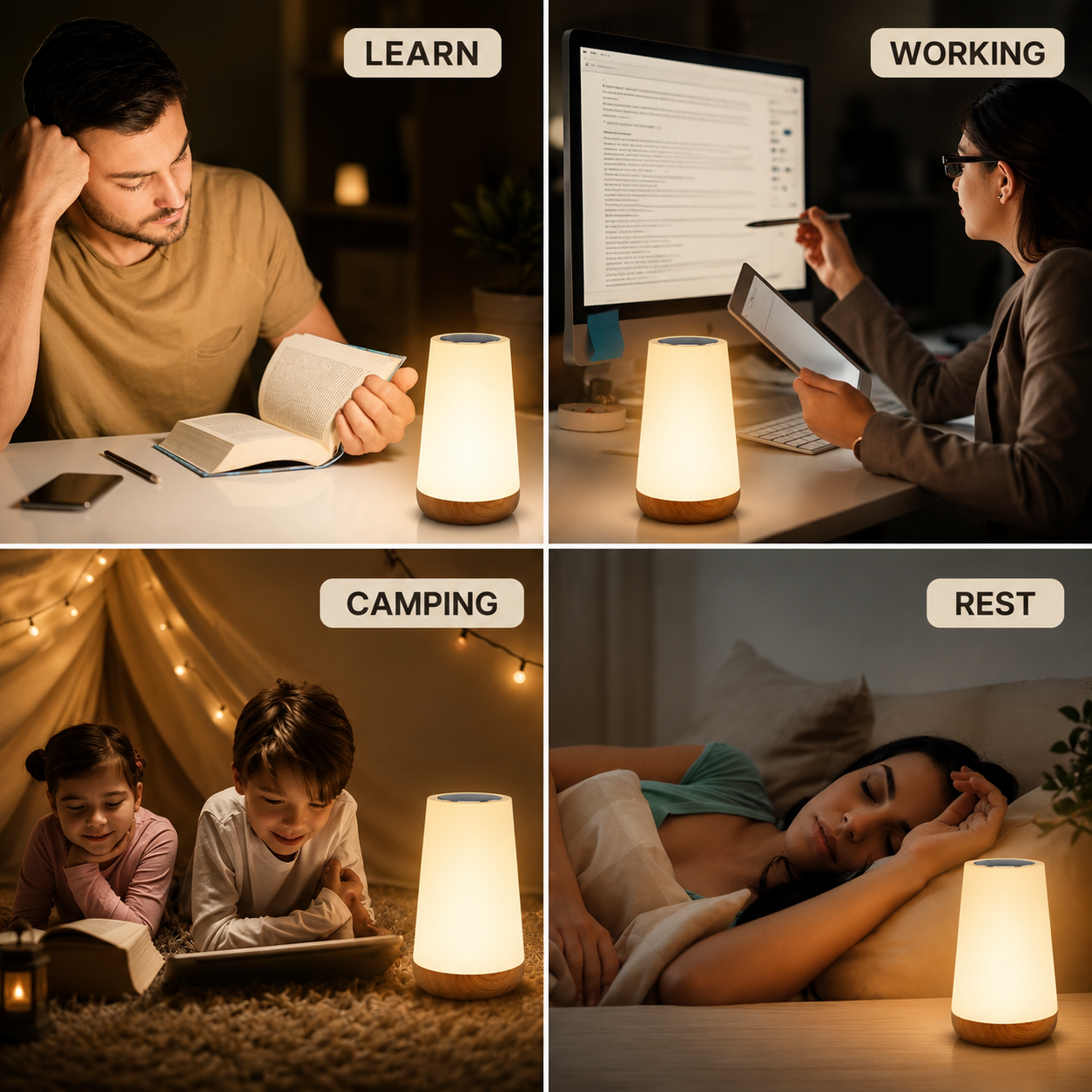 13 Color Changing Night Light Touch USB Rechargeable Lamp with Remote Control