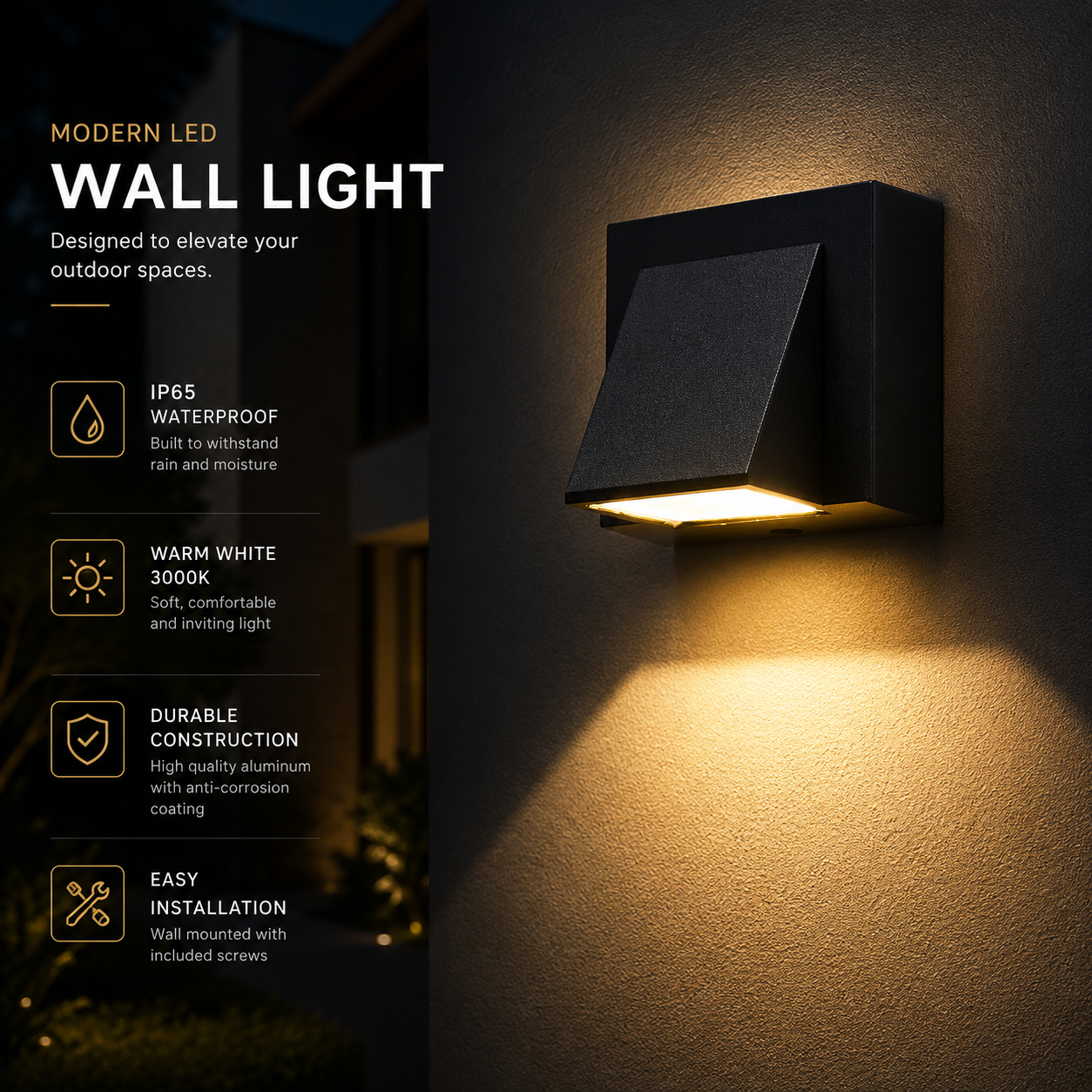 Waterproof IP65 Outdoor Wall Light Aluminium 5W LED Wall Lamp Sconce