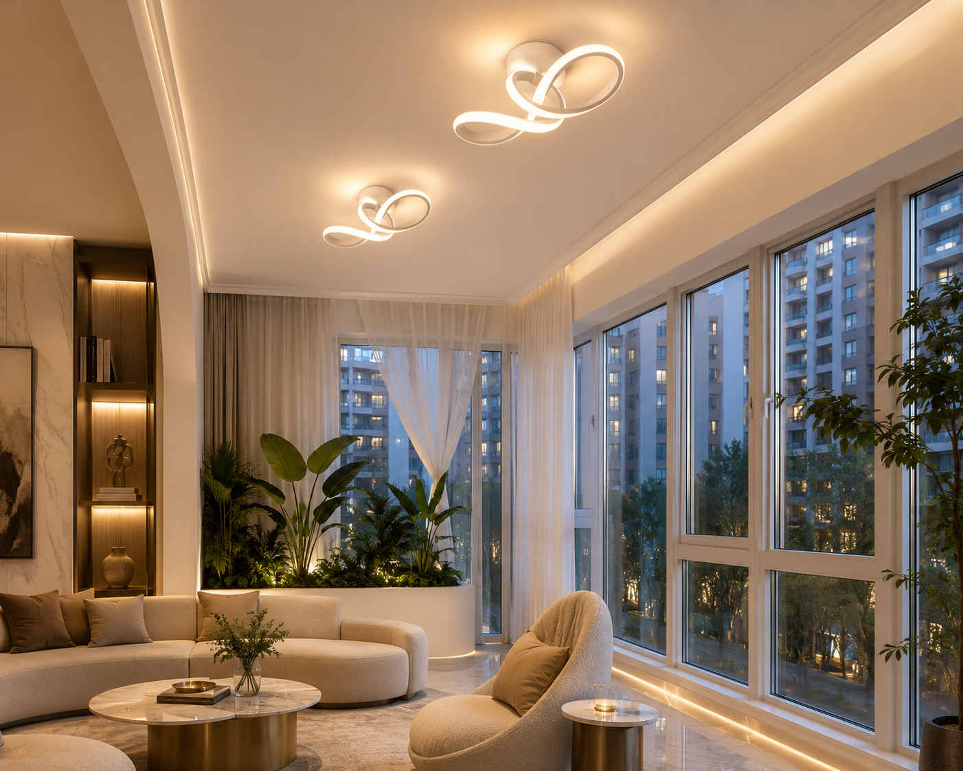 LED Aisle Ceiling Lights Modern Chandelier Three Colors Lamp
