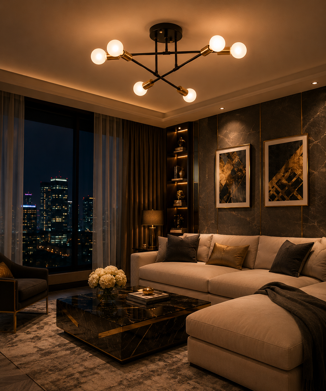 Nordic Minimalist Pendant Light Ceiling Lamp LED Chandelier Suitable for Bedrooms Living Rooms Black Gold Lighting Decoration