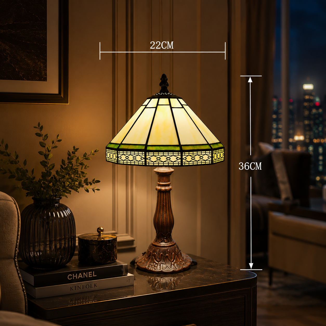 European Geometric Small Table Lamp Tiffany Style Living Room Bar Decoration Office Desk Glass Lighting