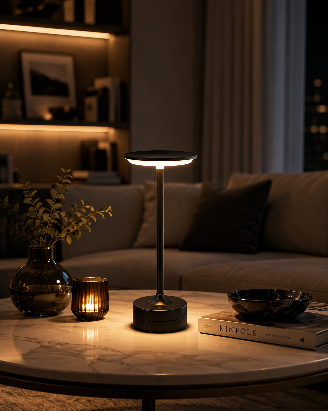LED Table Lamp Touch Sensor Night Light USB Rechargeable Portable Bedroom Night Light Wireless Reading Lamp Restaurant Hotel Bar