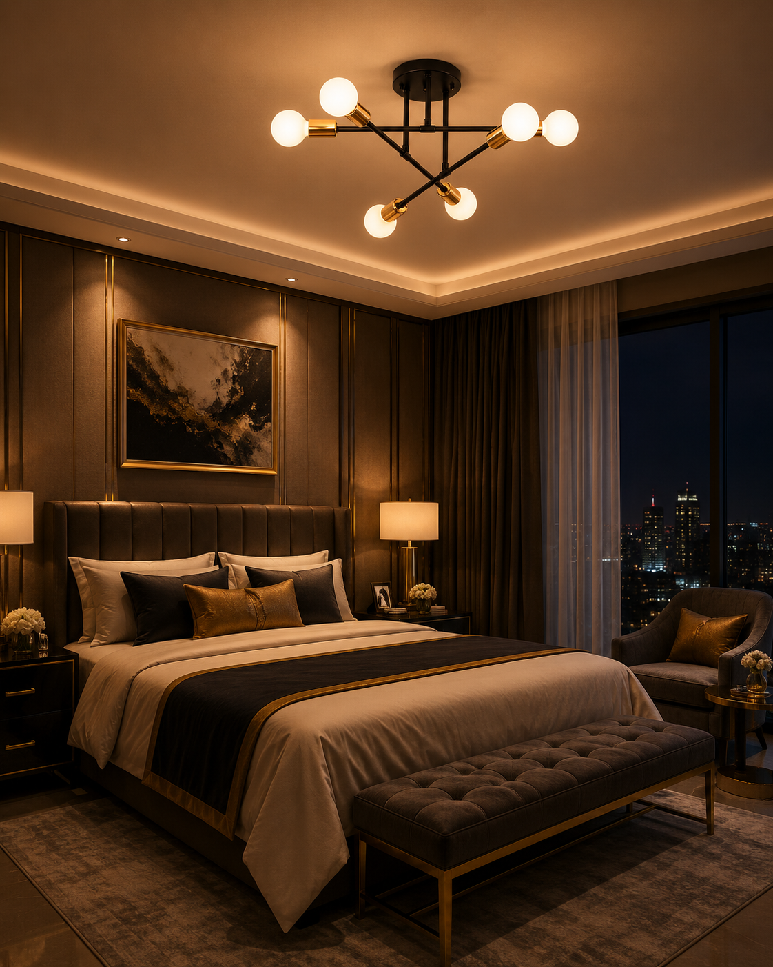 Nordic Minimalist Pendant Light Ceiling Lamp LED Chandelier Suitable for Bedrooms Living Rooms Black Gold Lighting Decoration