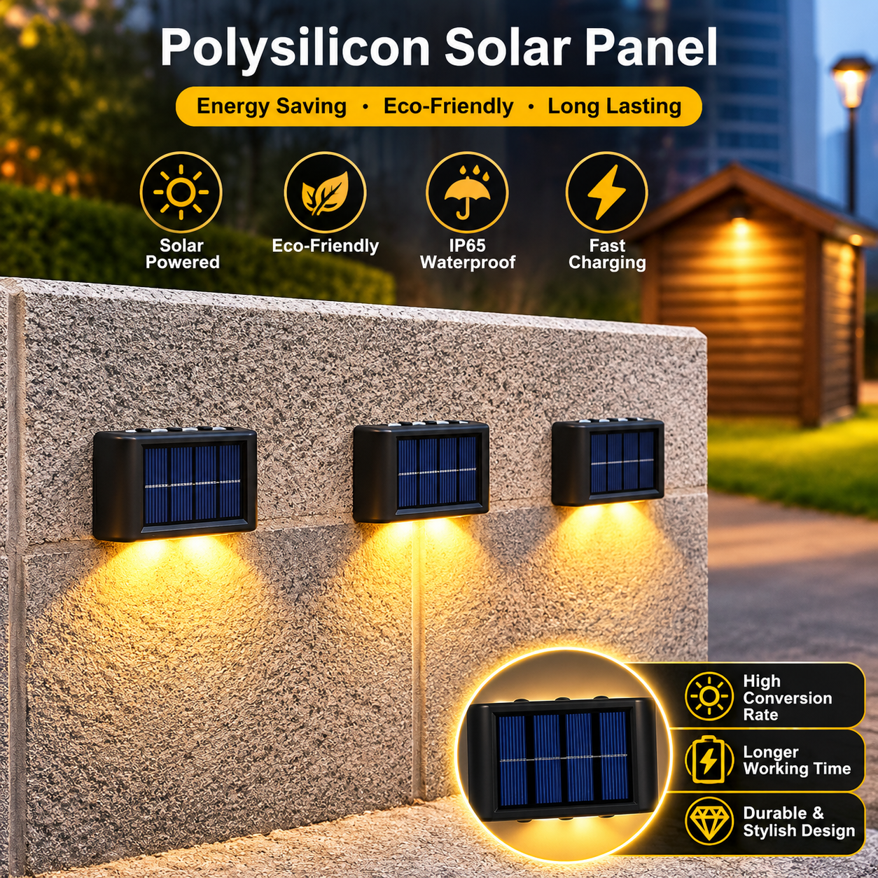 Solar LED Light, Outdoor Waterproof Wall Lamp, Dusk to Dawn Fence Lighting for Summer Garden Yard Porch Walkway Camping Home Dec