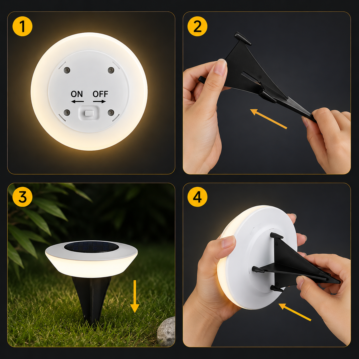 4 PCs Pack Solar Ground Lights,14LED Waterproof Outdoor Landscape Light, LED Lawn Lamp, for Garden Pathway Yard Deck Camping Decor