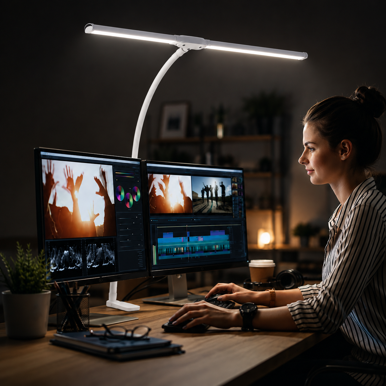 LED Desk Lamp Double/Single Head Architect Desk Lamps Office Eye-Caring Desk Dimmable