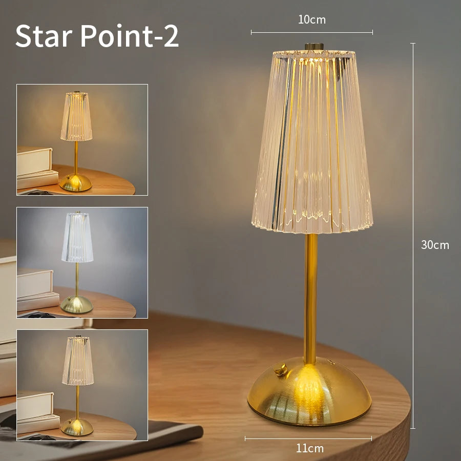 Dimmable Desktop Decor Night Light Table Lamp LED Touch Sensor Rechargeable Wireless Reading Lamp for Hotel Bar Bedroom Light