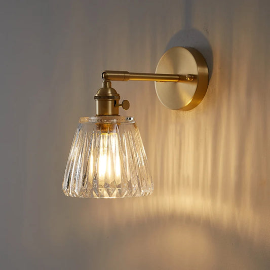 Nordic modern simple light luxury brass glass wall lamp