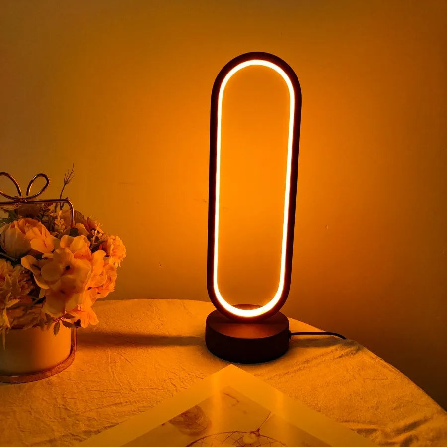 1PC Lamp Bedroom Ring Lamp Living Room Three-color Dimming Bedside Lamp LED