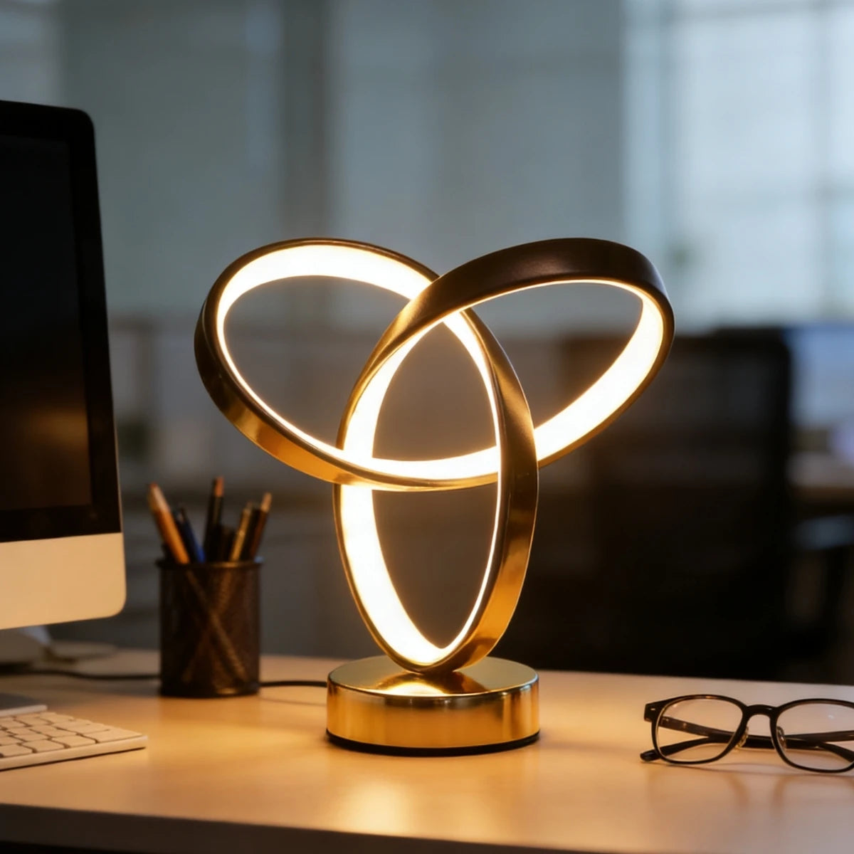 USB Creative Modern Art Desk Lamp Tri Color Lighting Suitable for Bedroom, Living Room, Office, Bedside and Other Scenes