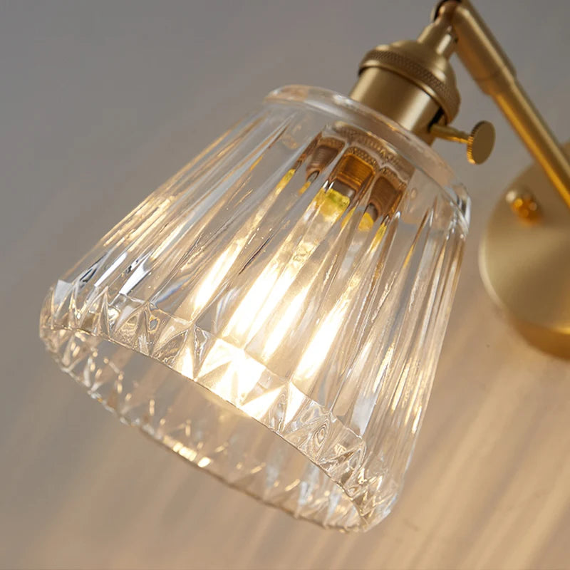 Nordic modern simple light luxury brass glass wall lamp