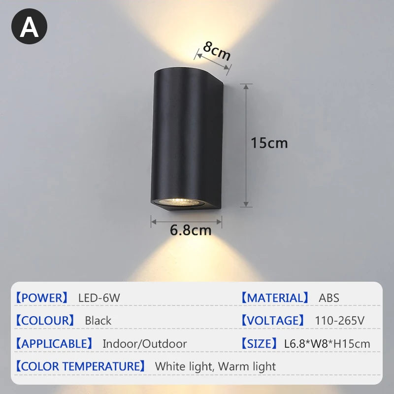 Waterproof LED Outdoor Wall Lamp IP65 Upper Lower Lighting Porch Garden Lamp