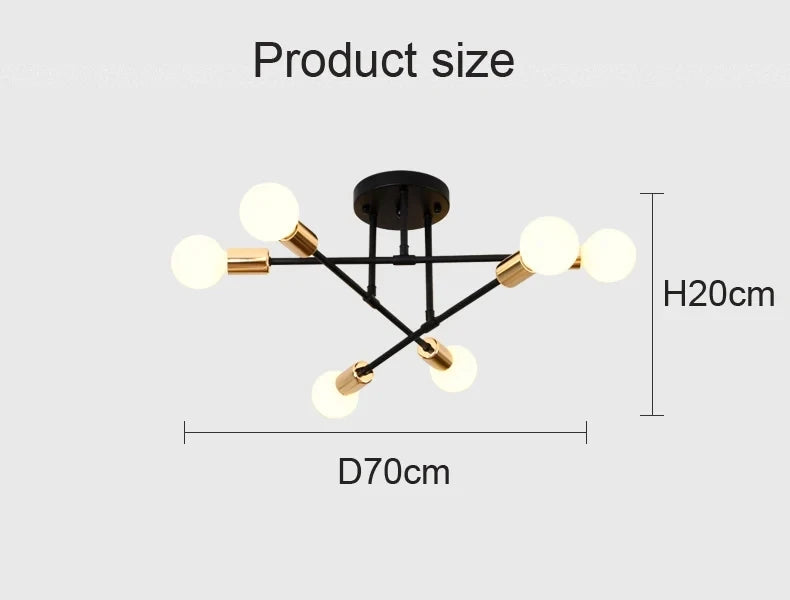 Nordic Minimalist Pendant Light Ceiling Lamp LED Chandelier Suitable for Bedrooms Living Rooms Black Gold Lighting Decoration
