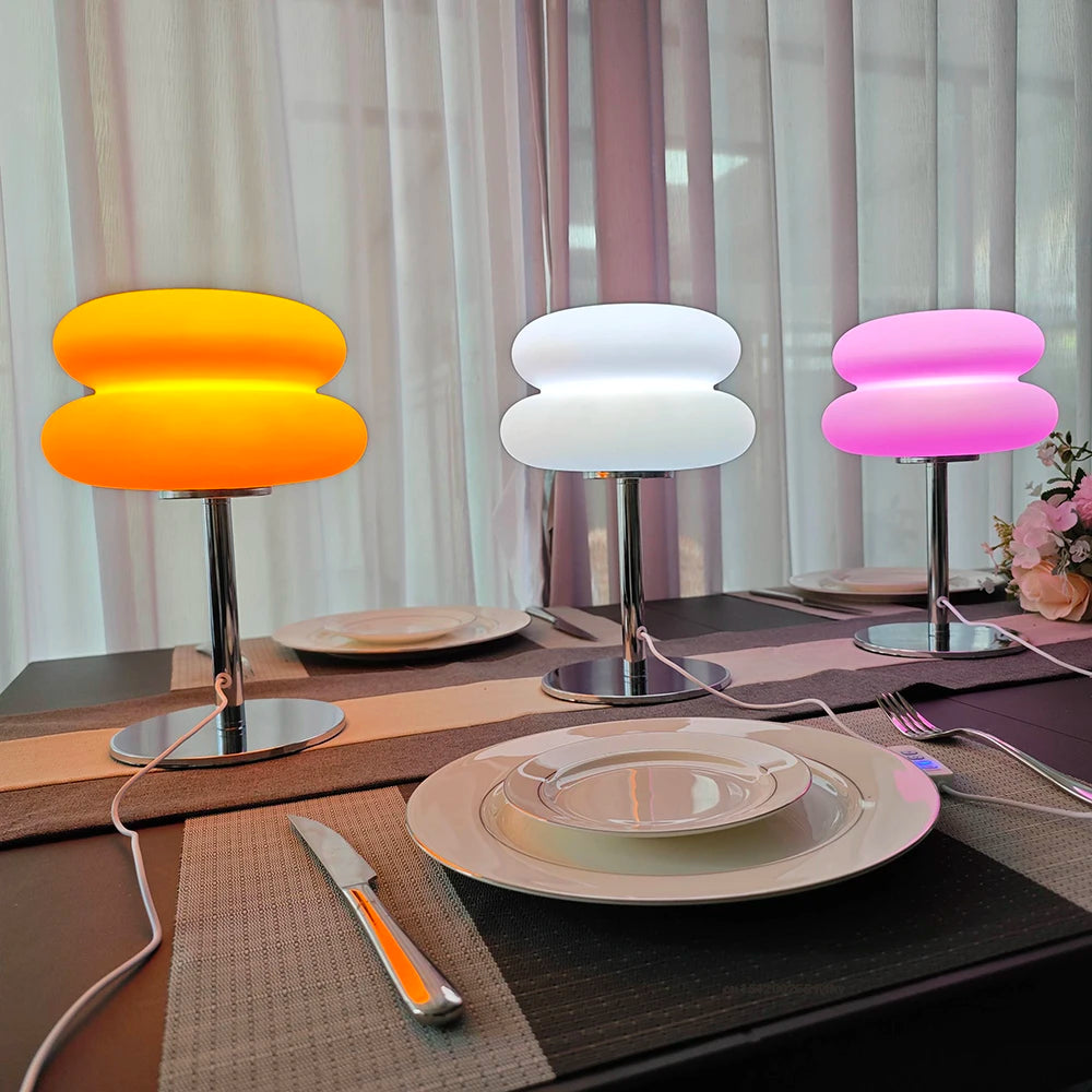 Bedroom Bedside Lamp Creamy Style Table Lamp USB Plug Tri Color Dimming