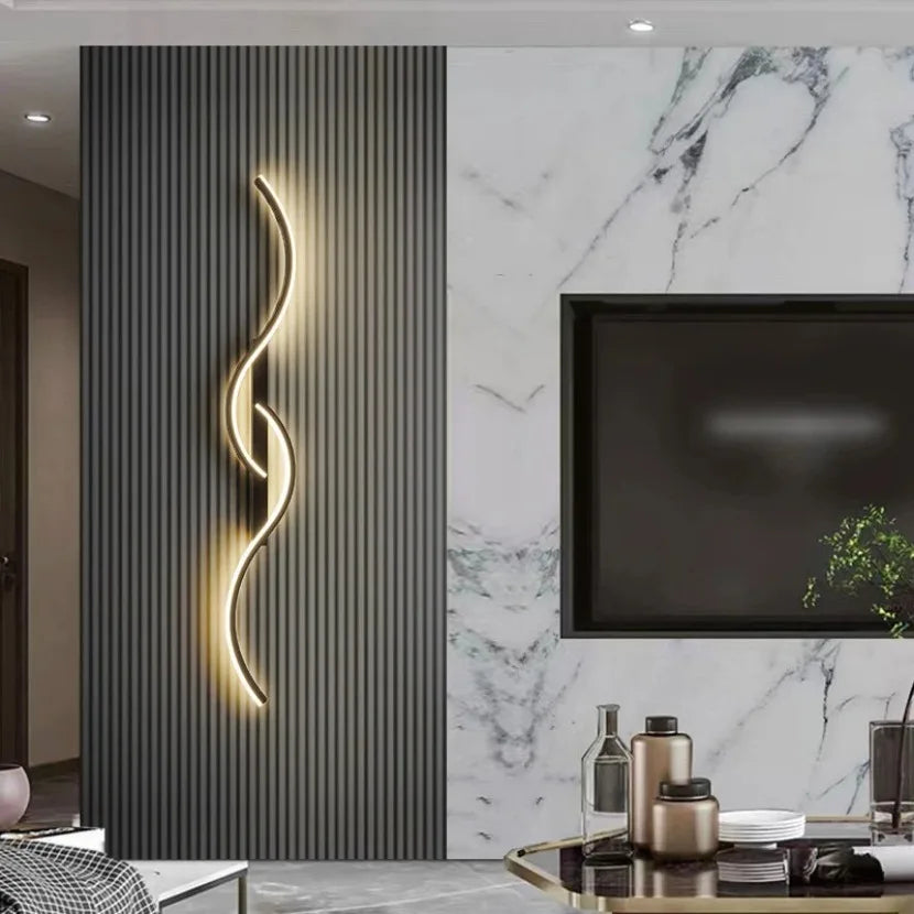Long Strip LED Wall Lamp Modern Remote Control Dimming Living Roomdecor Wall Lamp