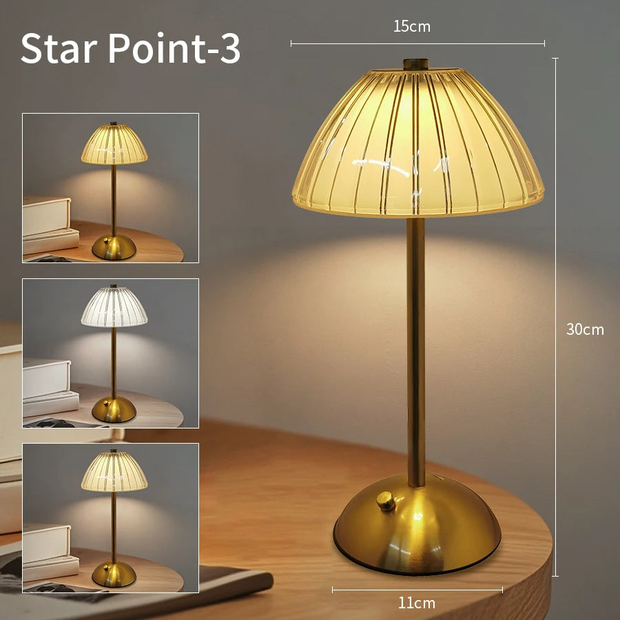 Dimmable Desktop Decor Night Light Table Lamp LED Touch Sensor Rechargeable Wireless Reading Lamp for Hotel Bar Bedroom Light