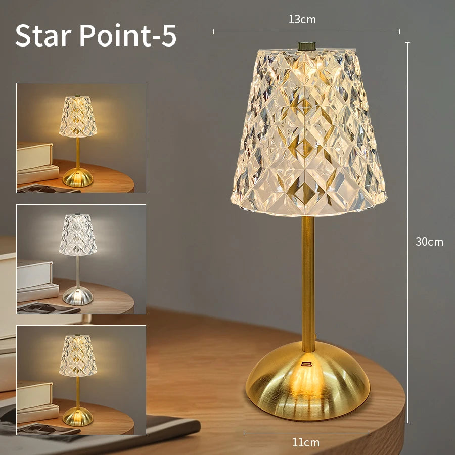 Dimmable Desktop Decor Night Light Table Lamp LED Touch Sensor Rechargeable Wireless Reading Lamp for Hotel Bar Bedroom Light