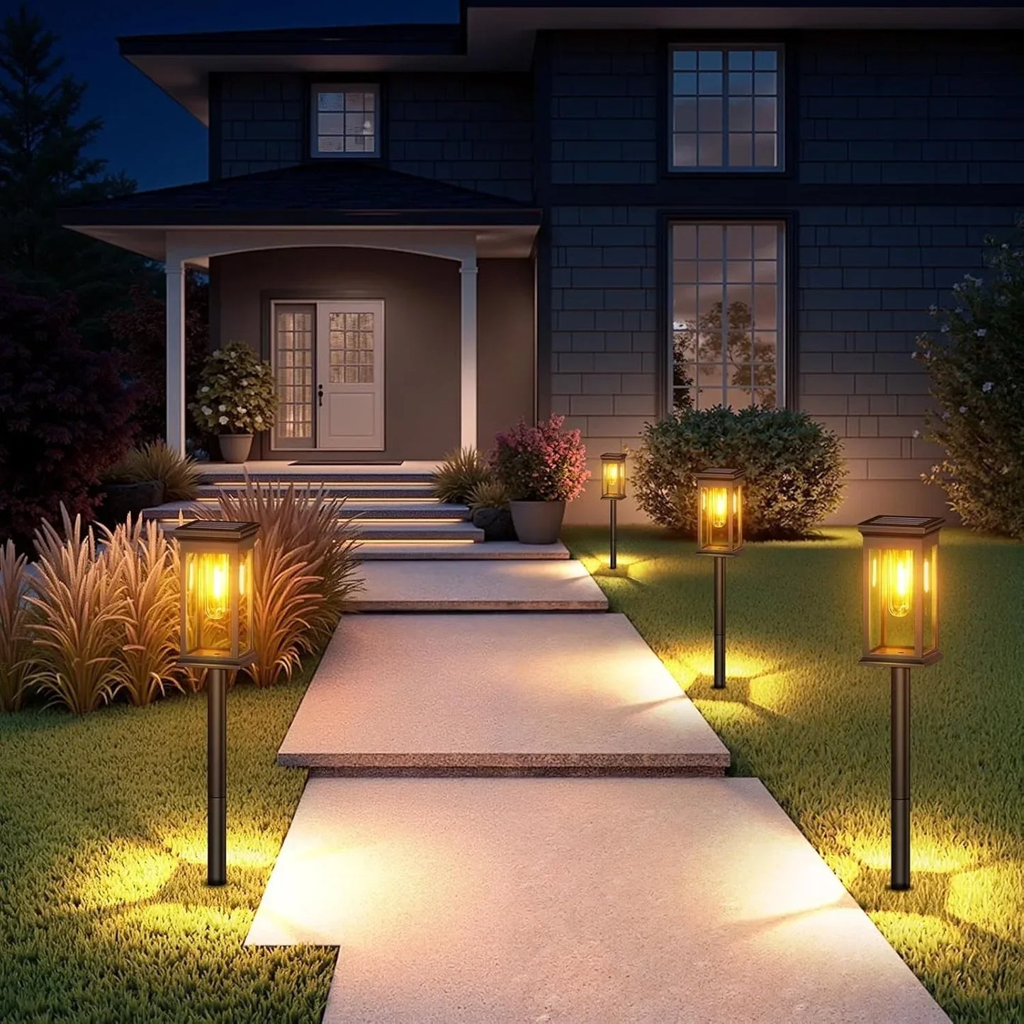 Waterproof Bright Solar Pathway Lights Energy Efficient LED Landscape Lamps for Yard Garden Walkway Driveway Night Illumination