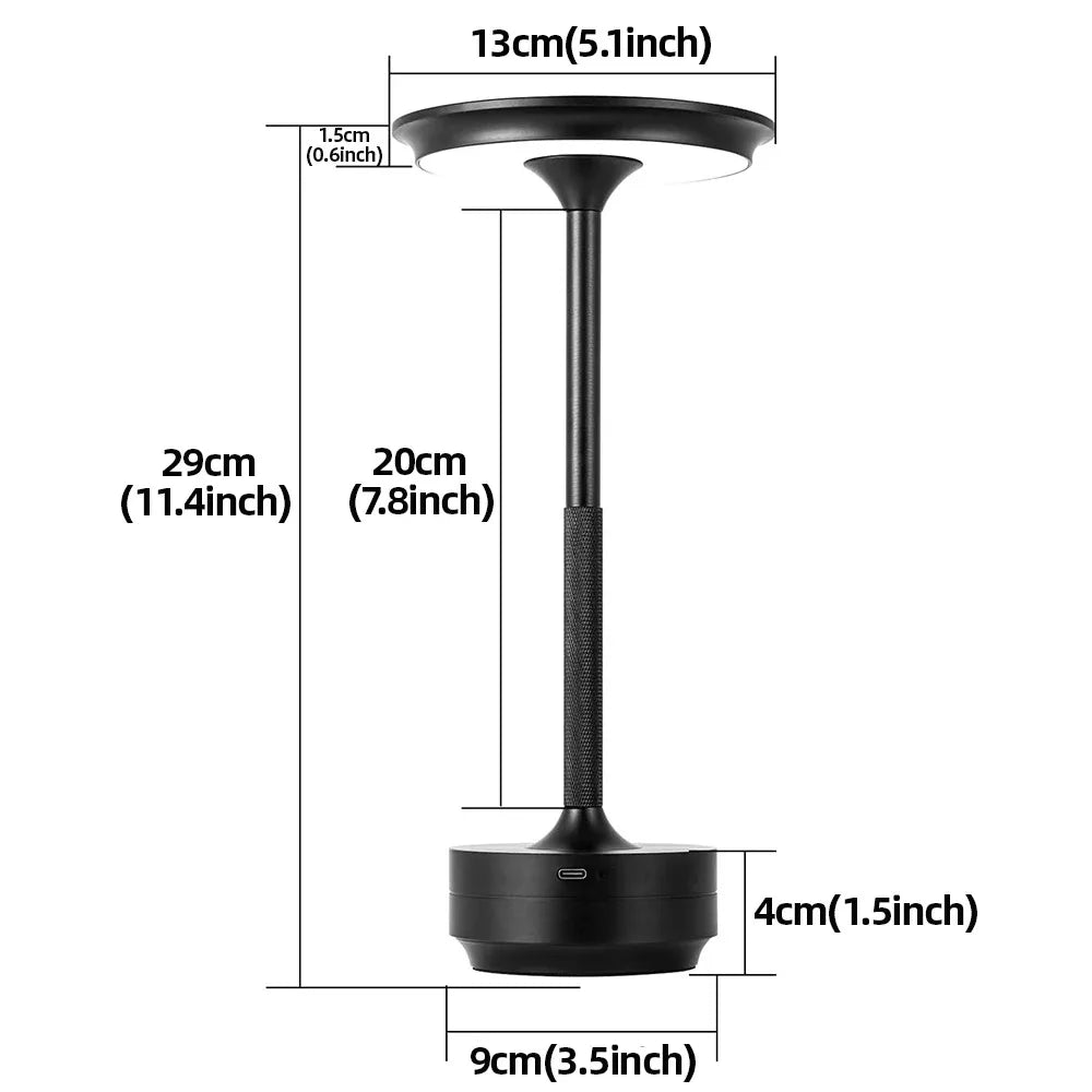 Rechargeable Wireless Table Lamp for Bedroom, Rechargeable, Touch Lamp, Camping Candle, Creative, USB-C, Desk Lamp