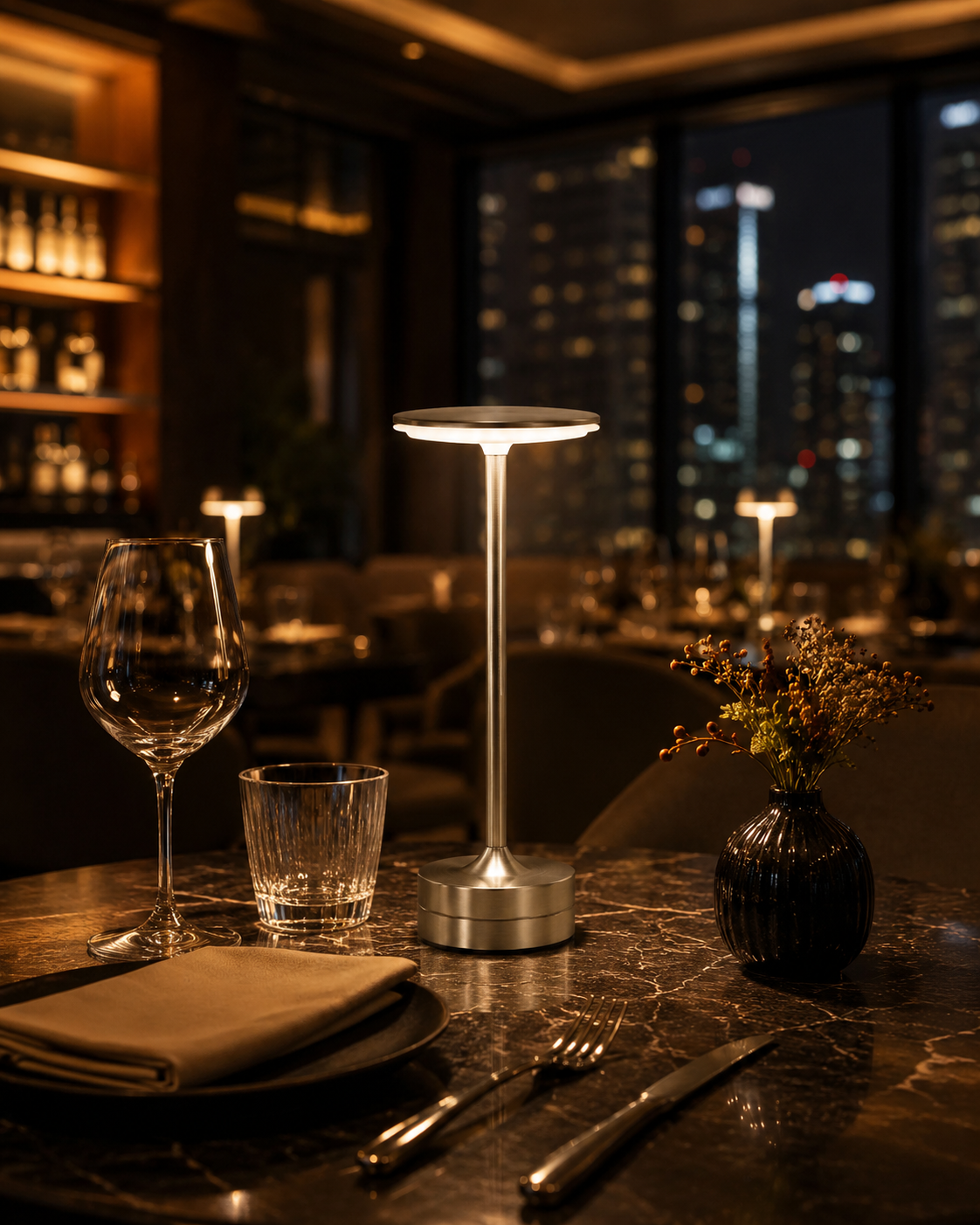LED Table Lamp Touch Sensor Night Light USB Rechargeable Portable Bedroom Night Light Wireless Reading Lamp Restaurant Hotel Bar