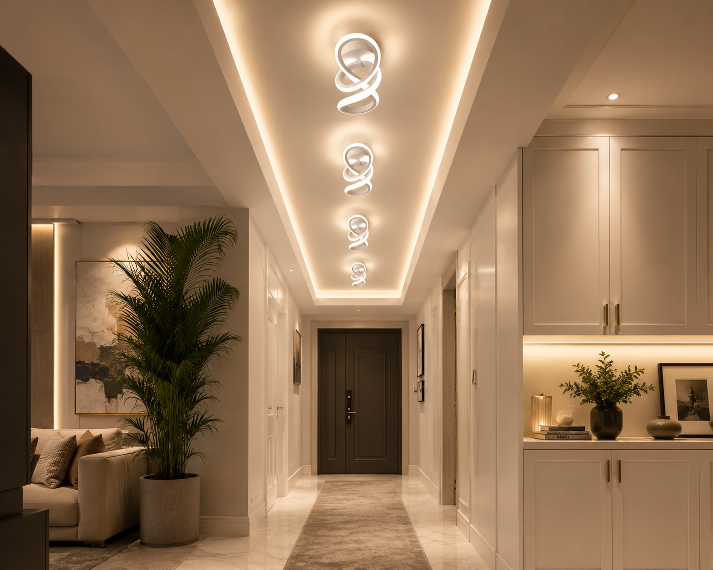 LED Aisle Ceiling Lights Modern Chandelier Three Colors Lamp