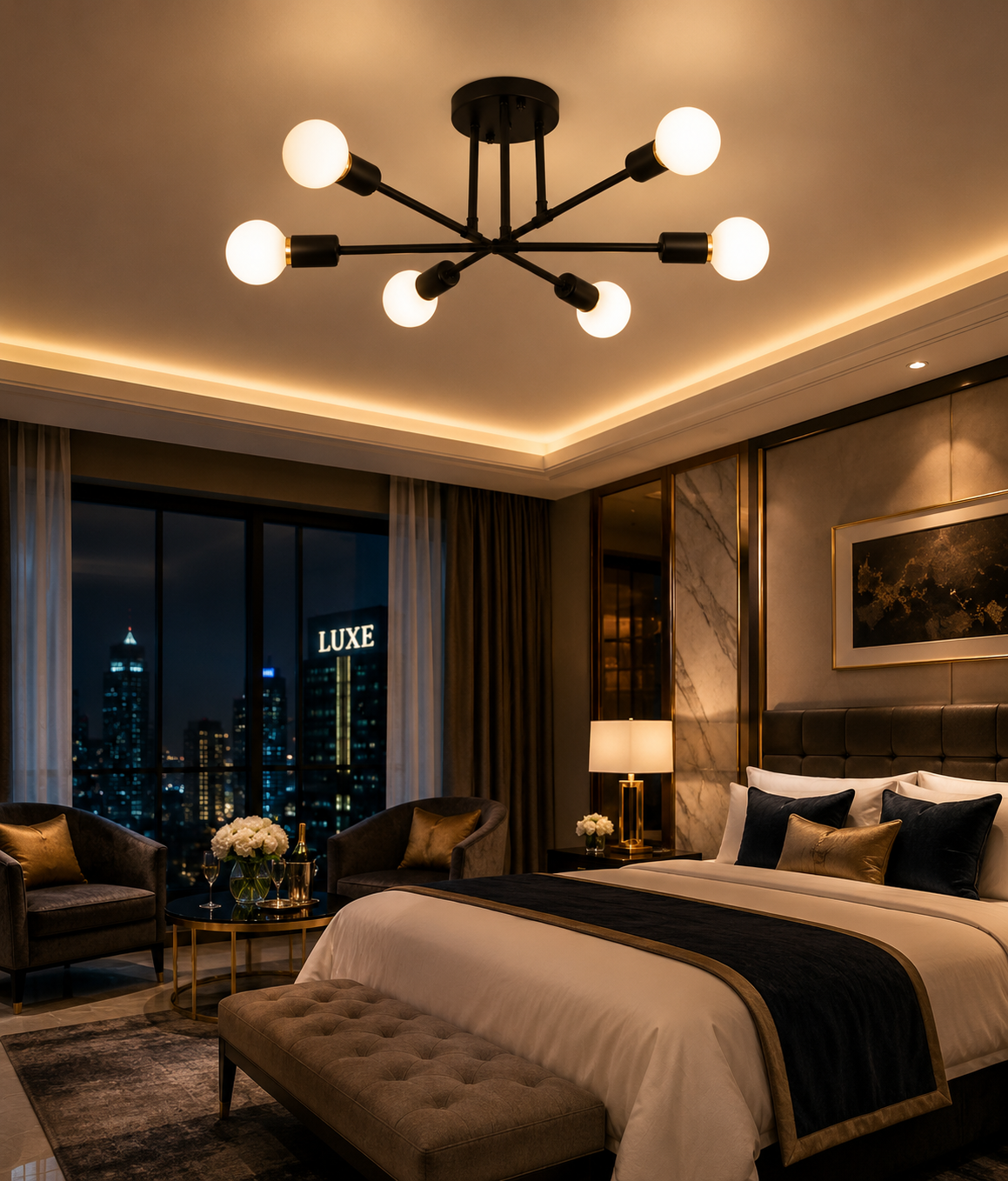 Nordic Minimalist Pendant Light Ceiling Lamp LED Chandelier Suitable for Bedrooms Living Rooms Black Gold Lighting Decoration
