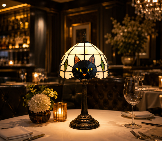 Black Cat Table Lamp for Bedroom Nightstand Decor