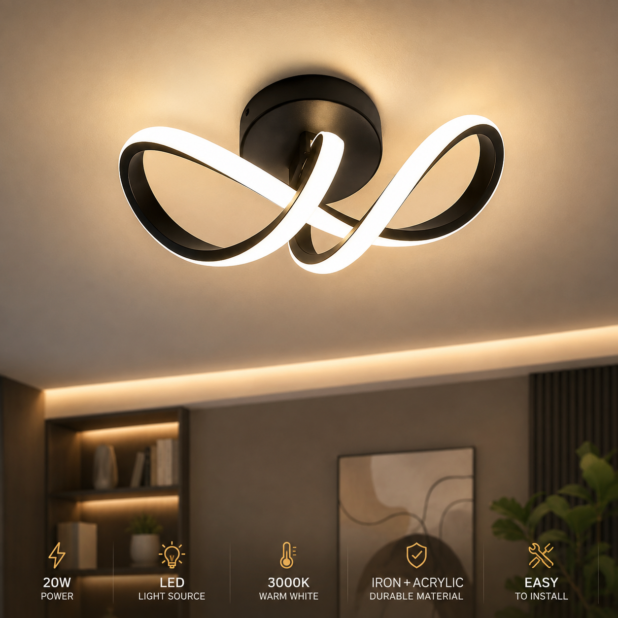 LED Aisle Ceiling Lights Modern Chandelier Three Colors Lamp