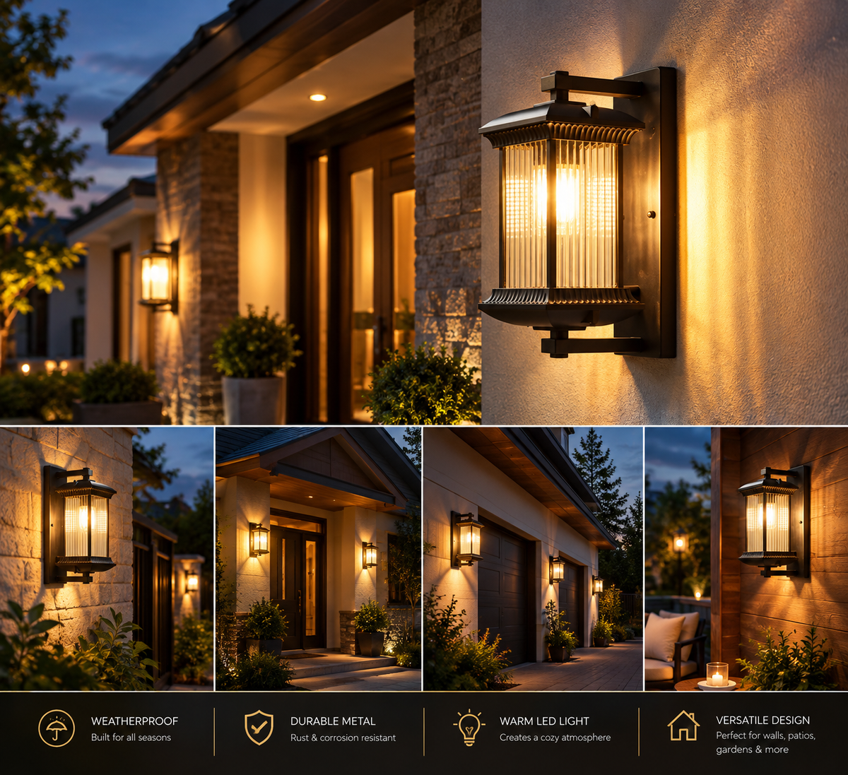 Outdoor Wall Lamp Metal Waterproof Outside Wall Lights AC90-260V Exterior Wall Lighting for Hotel Villa Big Porch Garden Gate
