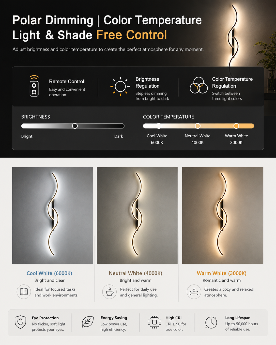 Modern LED Wall Lamp Minimalist Led Light Bedroom Bedside Long Strip Wall Sconces Living Room Sofa Home Indoor Lighting Fixture
