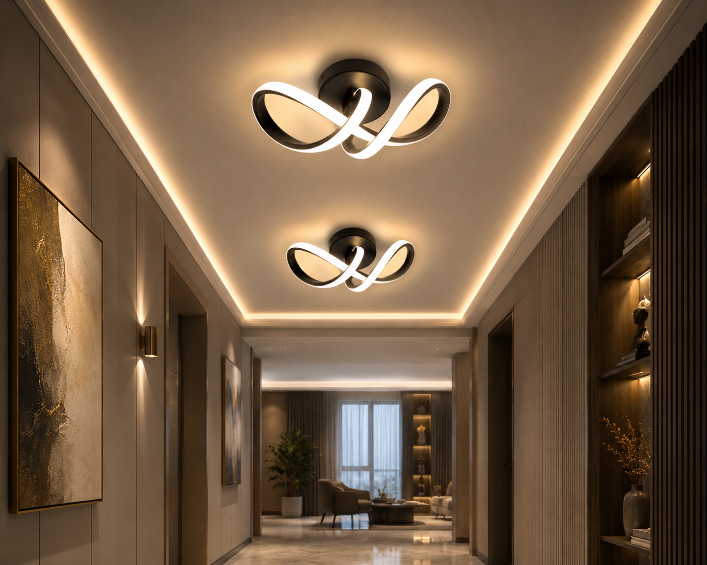 LED Aisle Ceiling Lights Modern Chandelier Three Colors Lamp